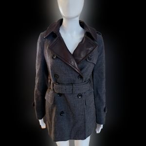 Coach wool & leather peacoat